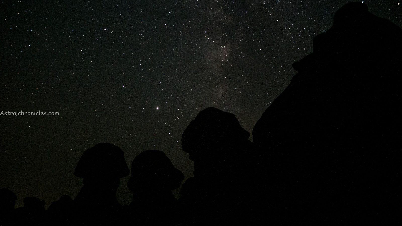 silhouette of people under starry night